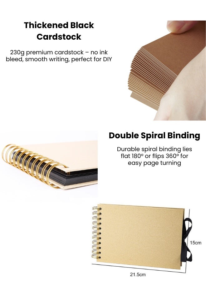 مجلد صور من ورق كرافت A5، دفتر مصغّر DIY مع عقدة حزام، تثبيت معدني لصور بولارويد والبطاقات البريدية وصور العائلة، هدية للذكريات المنزلية - Image 3